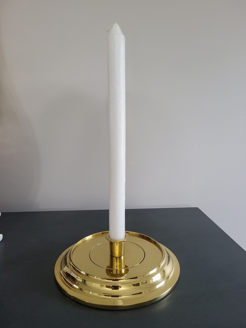 PartyLite Polished Brass Candleholder with White Taper